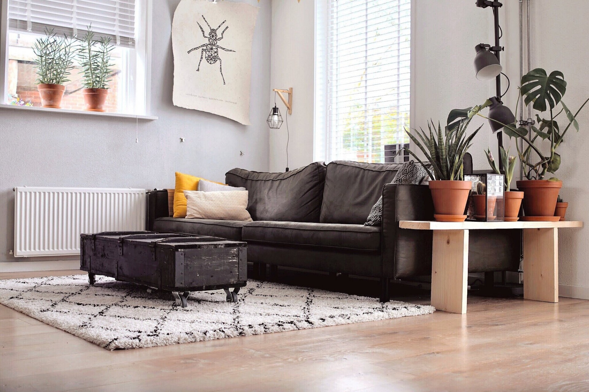 Furnished living room in a corporate apartment